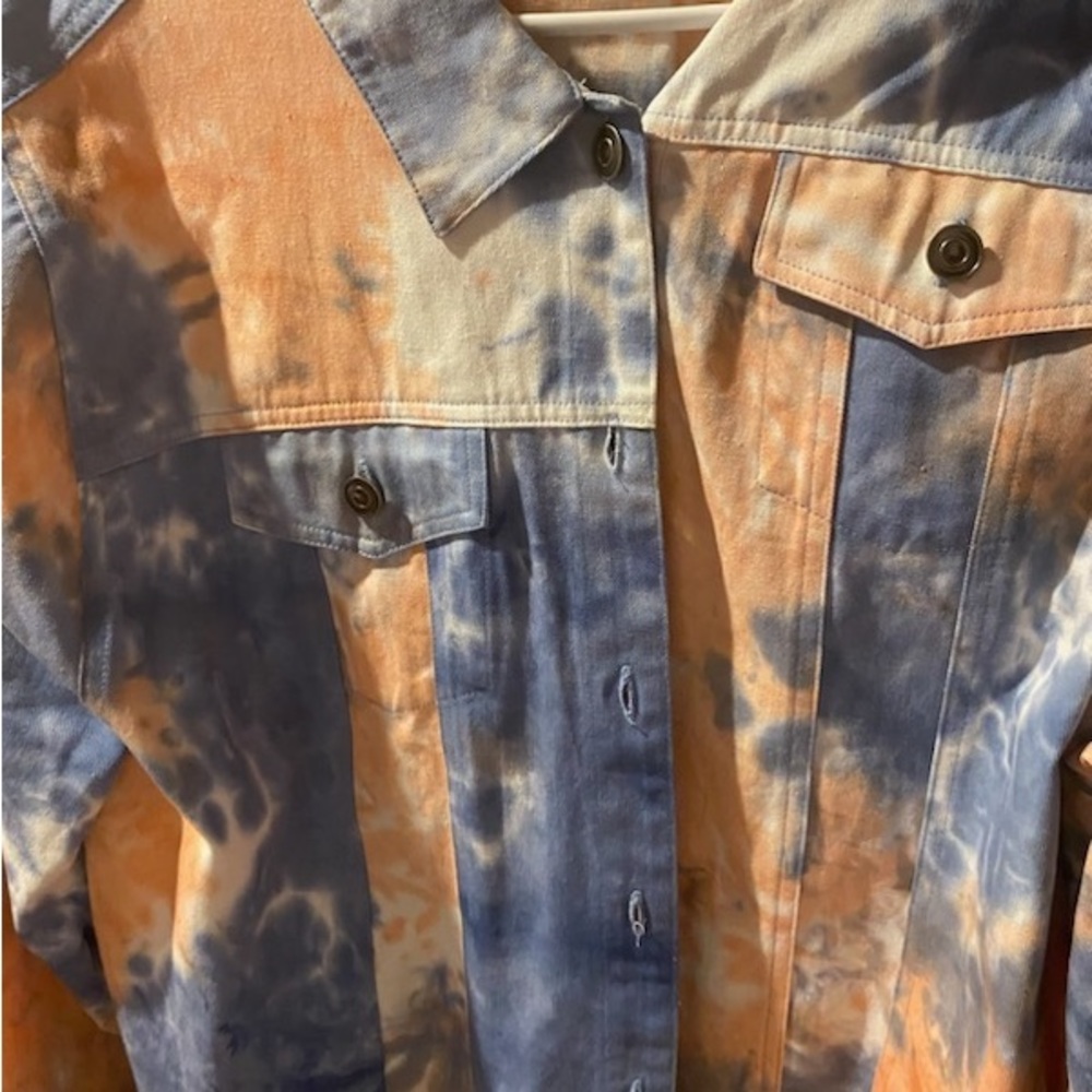 Denim bleached/dyed at factory. Denim/taupish pink